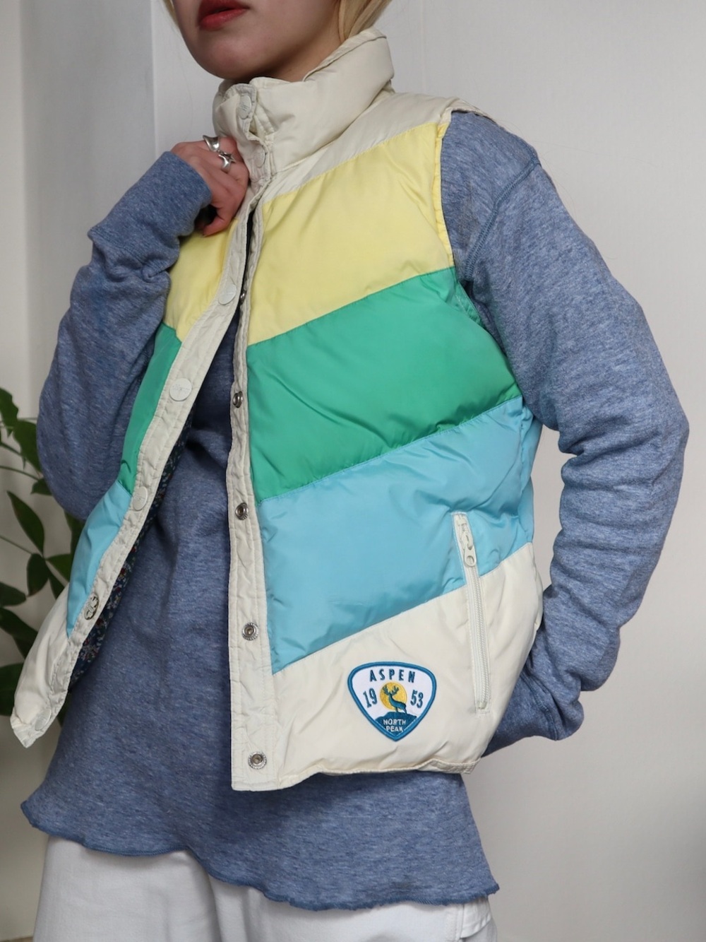 EUC Old Navy Vintage Retro Colorblock Puffer Vest Size L - Picture 2 of 16